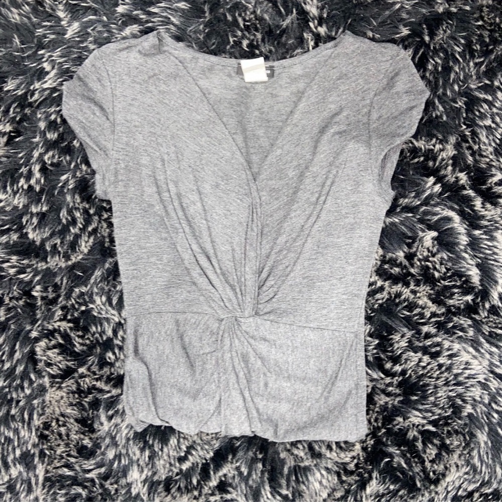 Grey Ribbed V Neck Bodysuit